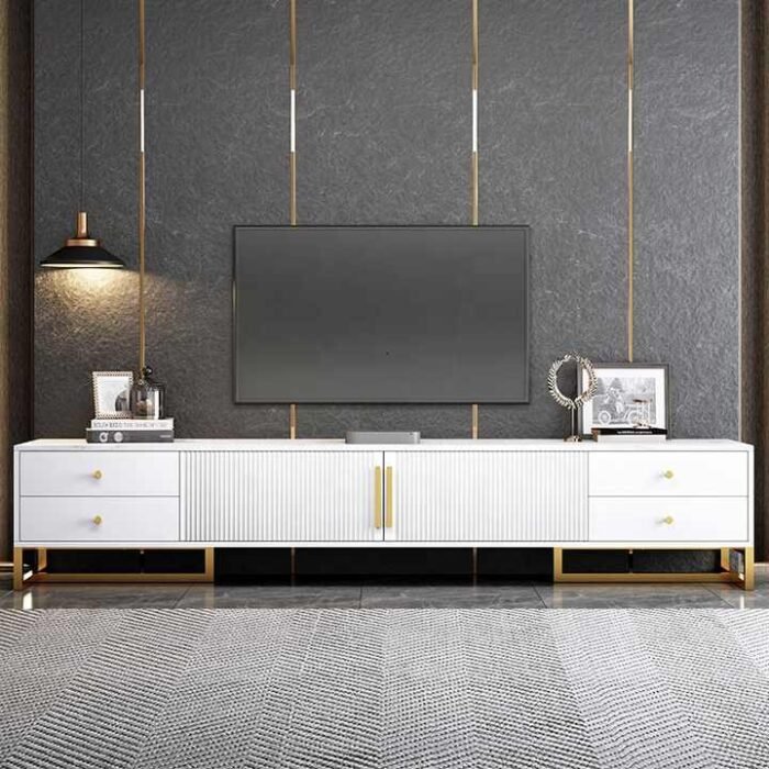 Modern Wooden TV Stand Cabinet – White MDF | WD WF565