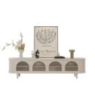 Modern Wooden TV Stand – White MDF with Glass Accent | WD WF560
