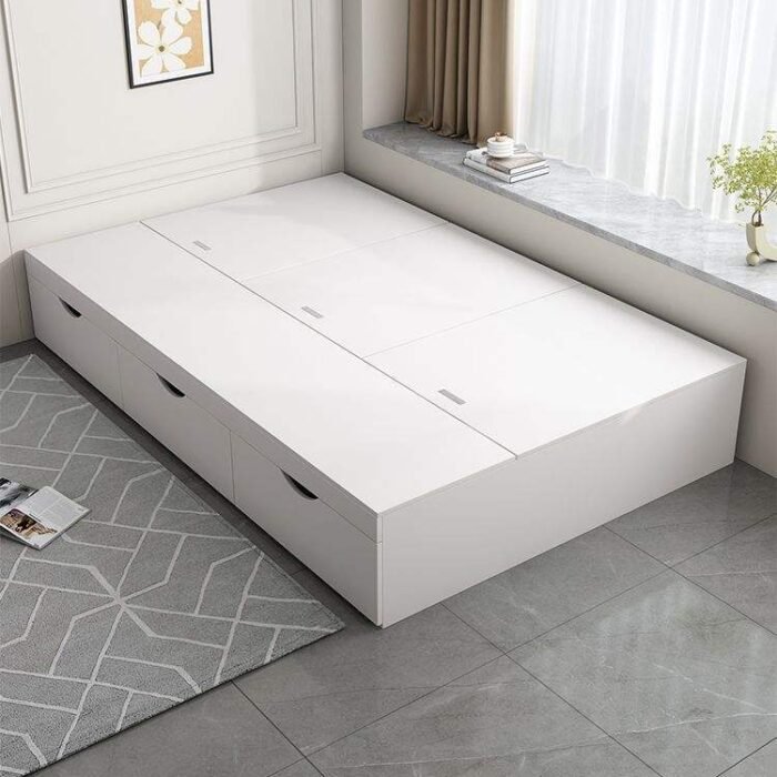 Modern Minimalist Wooden Storage Bed with 3 Drawers