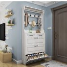 WF752 Shoe Cabinet with Coat Rack | Wood Storage Cabinet