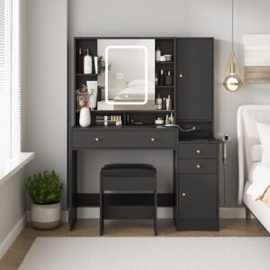 Professional Supplier White Mirror and 3 Lights Modes Makeup Vanity Desk, Dressing Table for Bedroom