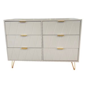 Modern 6-Drawer Dresser Chest of Drawers, Minimalist Storage Cabinet with Angled Legs for Bedroom Home Furniture