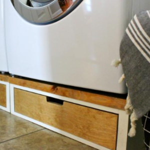 28" Laundry Pedestal Drawers & Top Panel Universal Modern Hotel Laundry Stand with Washer Dryer Riser